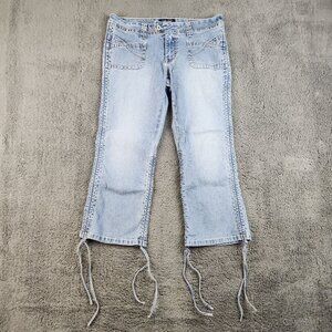 Angles Y2K Women's/Jr's 11 Blue Denim Jean Bareback Lace Up Sides Stretch Rocker